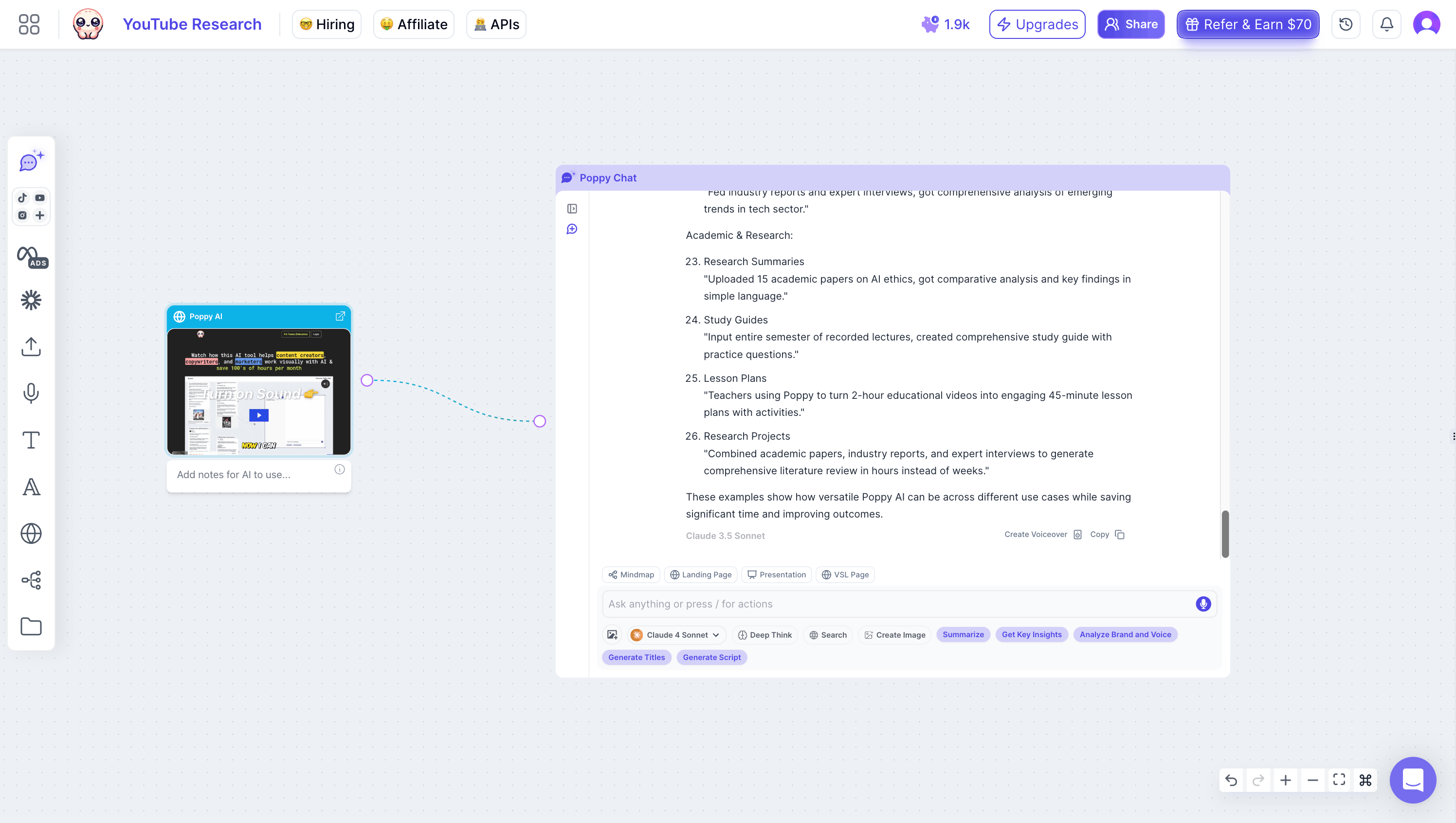 Poppy AI YouTube Research